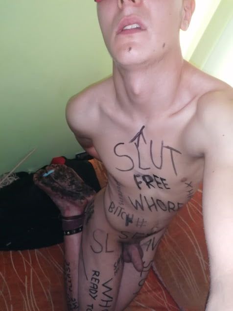 Slave body writing in dirty basement. Humiliation comment #6