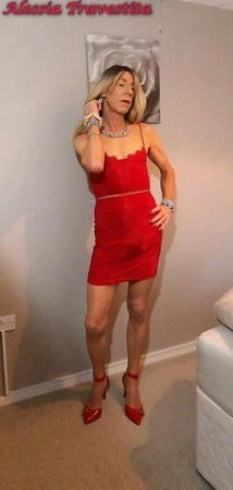    alessia travestita in red velvet dress         