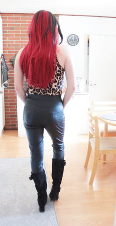 Puma in leather pants