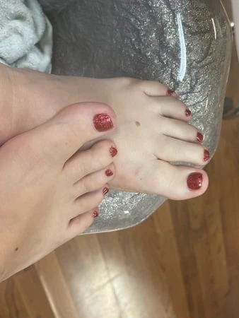 Feet with a fresh pedicure 