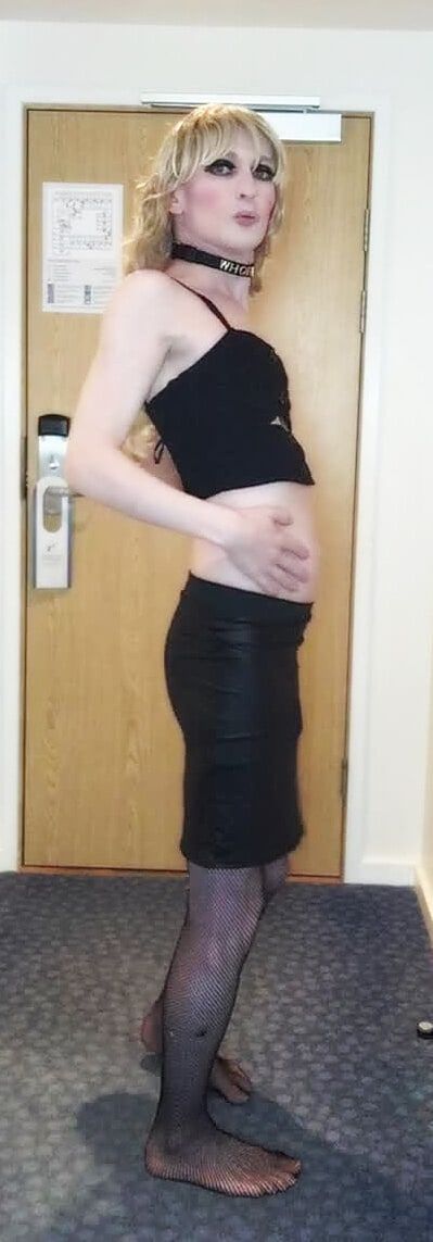 Sissy Crossdresser In Black Slut Outfit Posing  #26