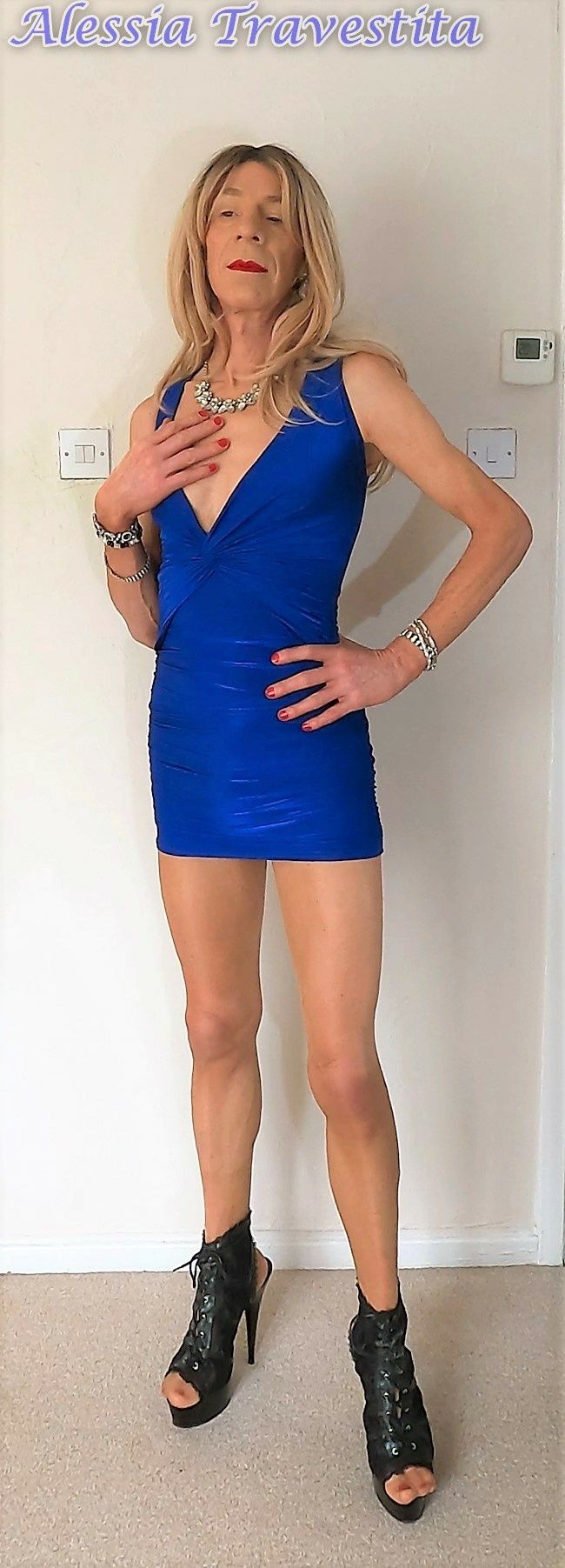 77 Alessia Travestita in Blue Italian Designer Dress #41