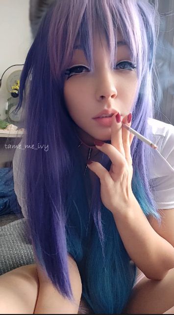Cute Anime Girl smoking a cig #9