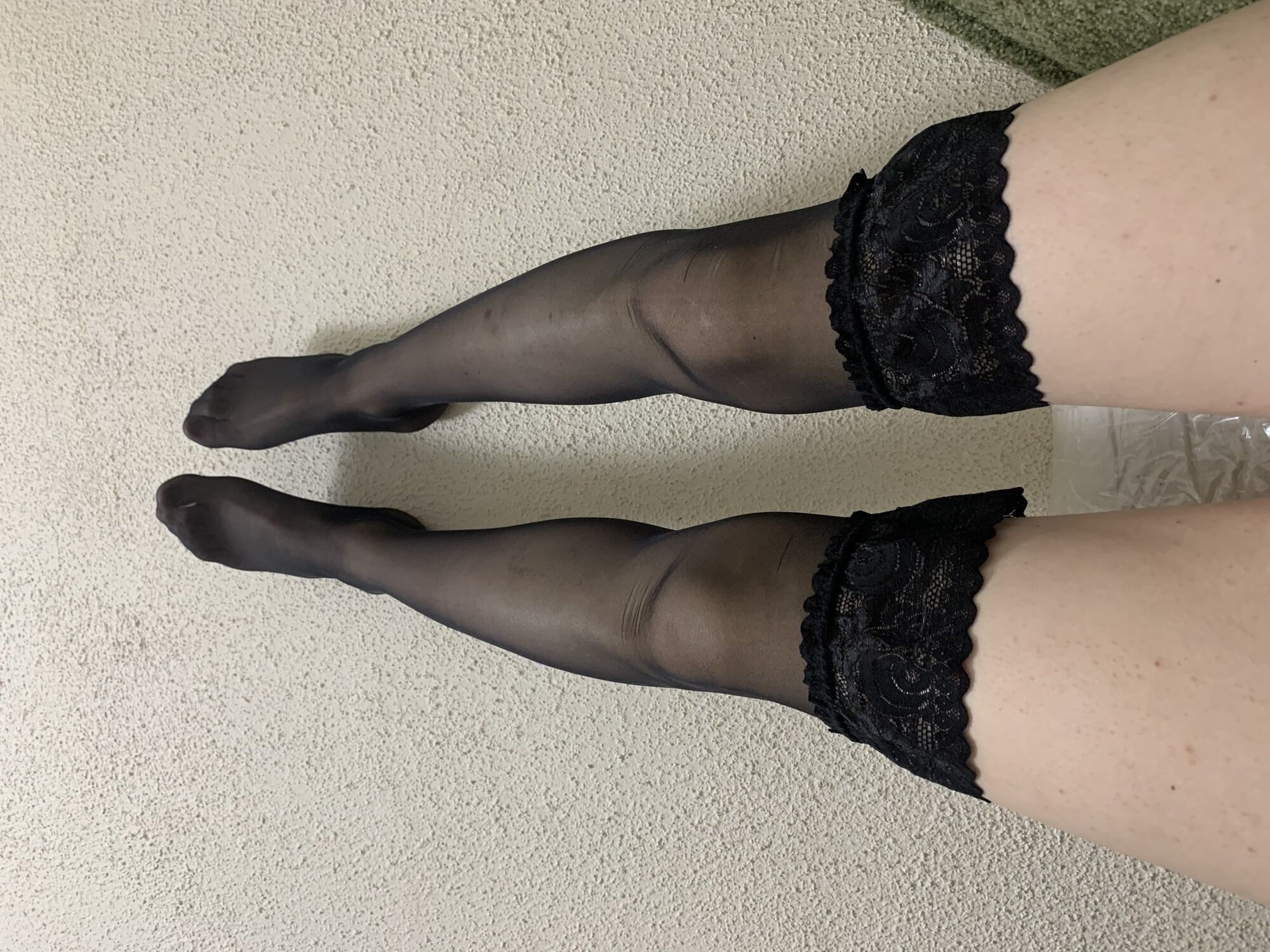Tranny sissy crossdresser pull legs in stockings with heels  #7