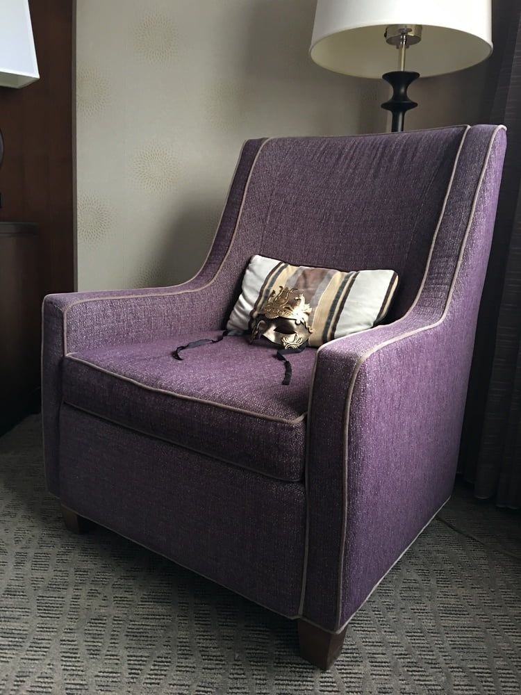 A Purple Chair and a Olive Green Leather Chair #8