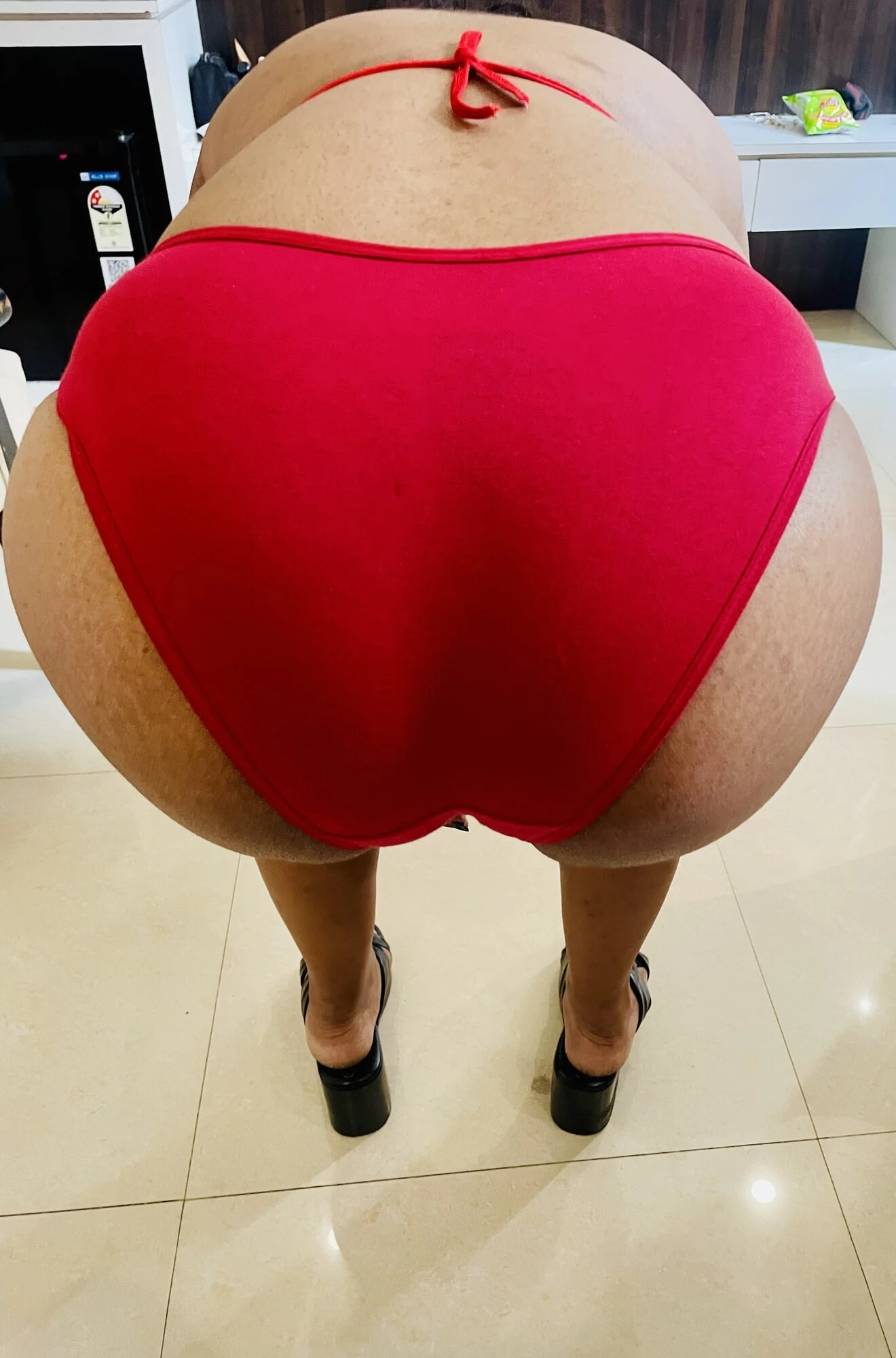 Watch my black and big ass with red panty