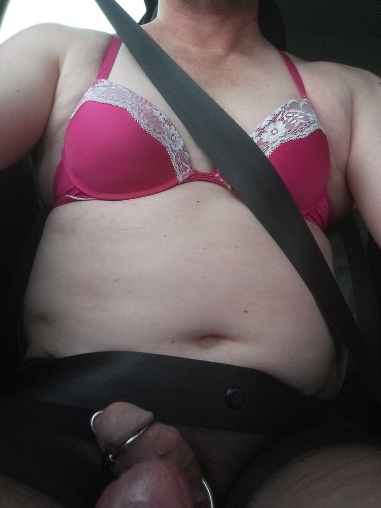 Fun in my Car Driving in bra and tights #5