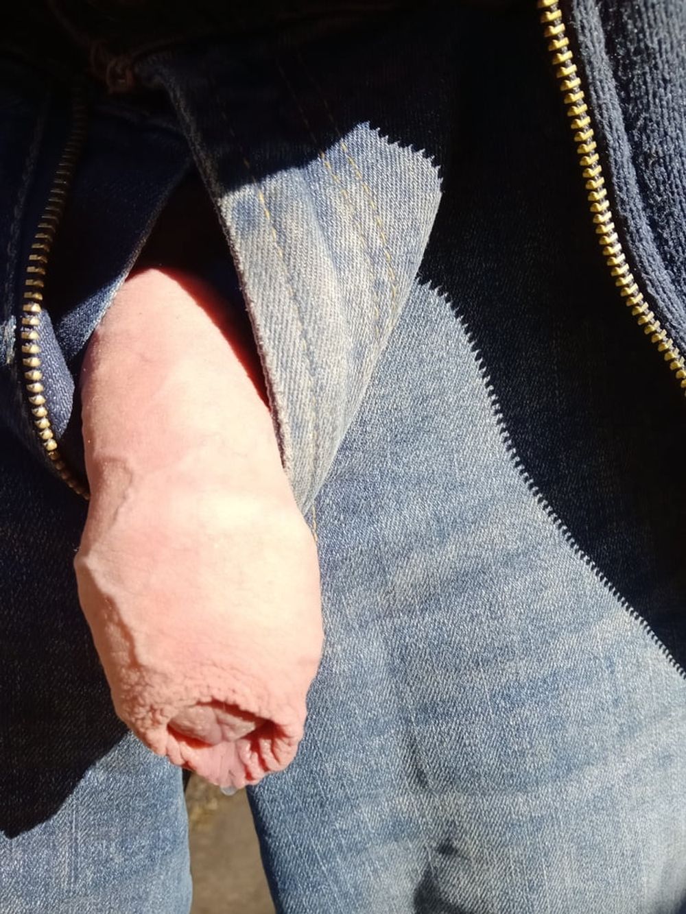 Exposing cock outdoors with precum #7