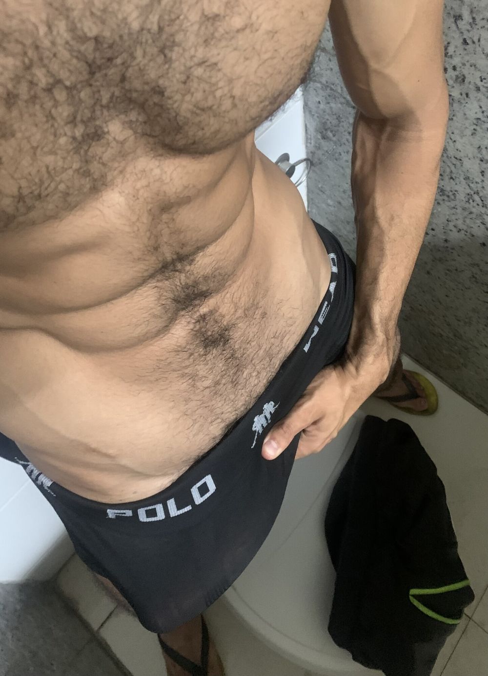 Huge 23cm dick of a very hard hairy male in the gym bathroom #8