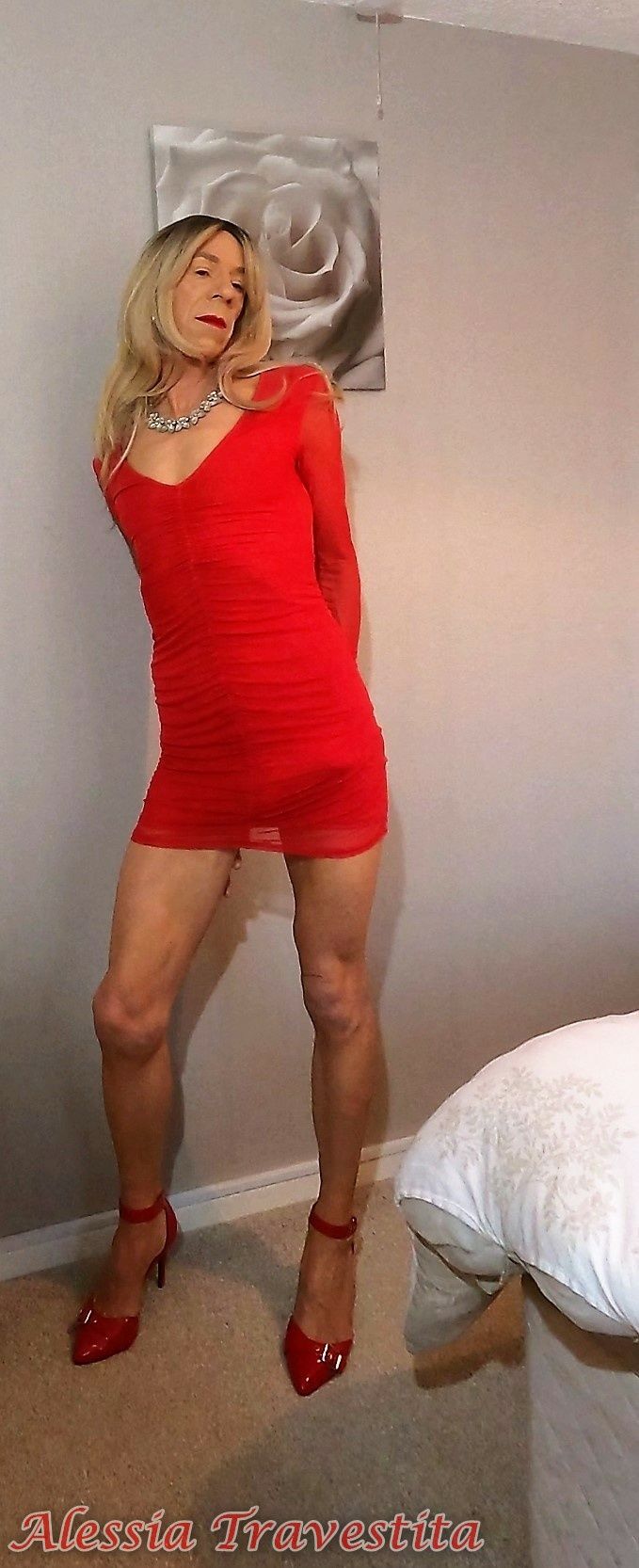 64 Alessia Travestita in Sheer Red Dress #32