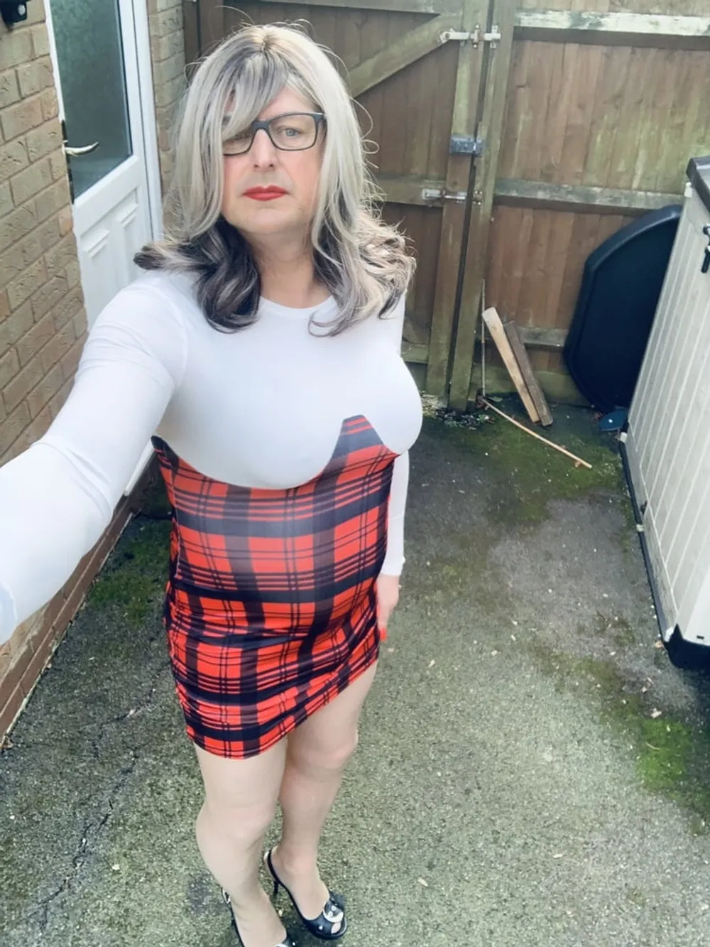 Crossdresser Kellycd in red dress  #17