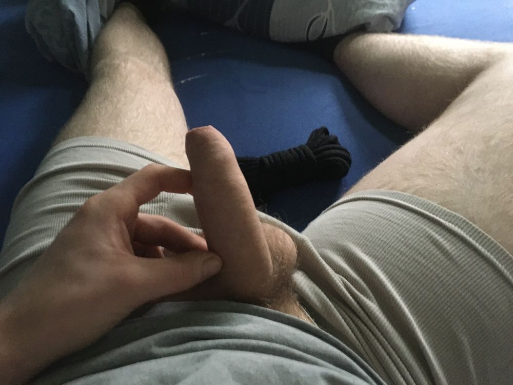 Hairy Cock And Balls Bound With Long Cord  #33