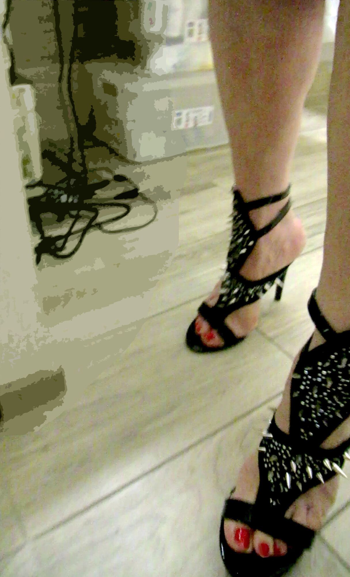 her fetish high heels with silver peaks #17
