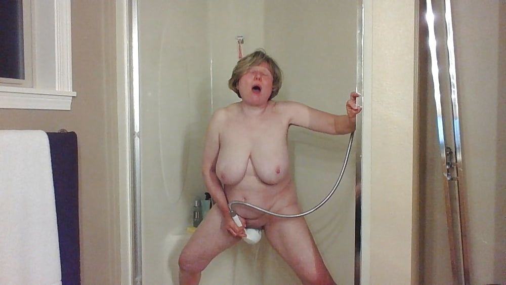 Mature MarieRocks tests a new shower sex toy #35