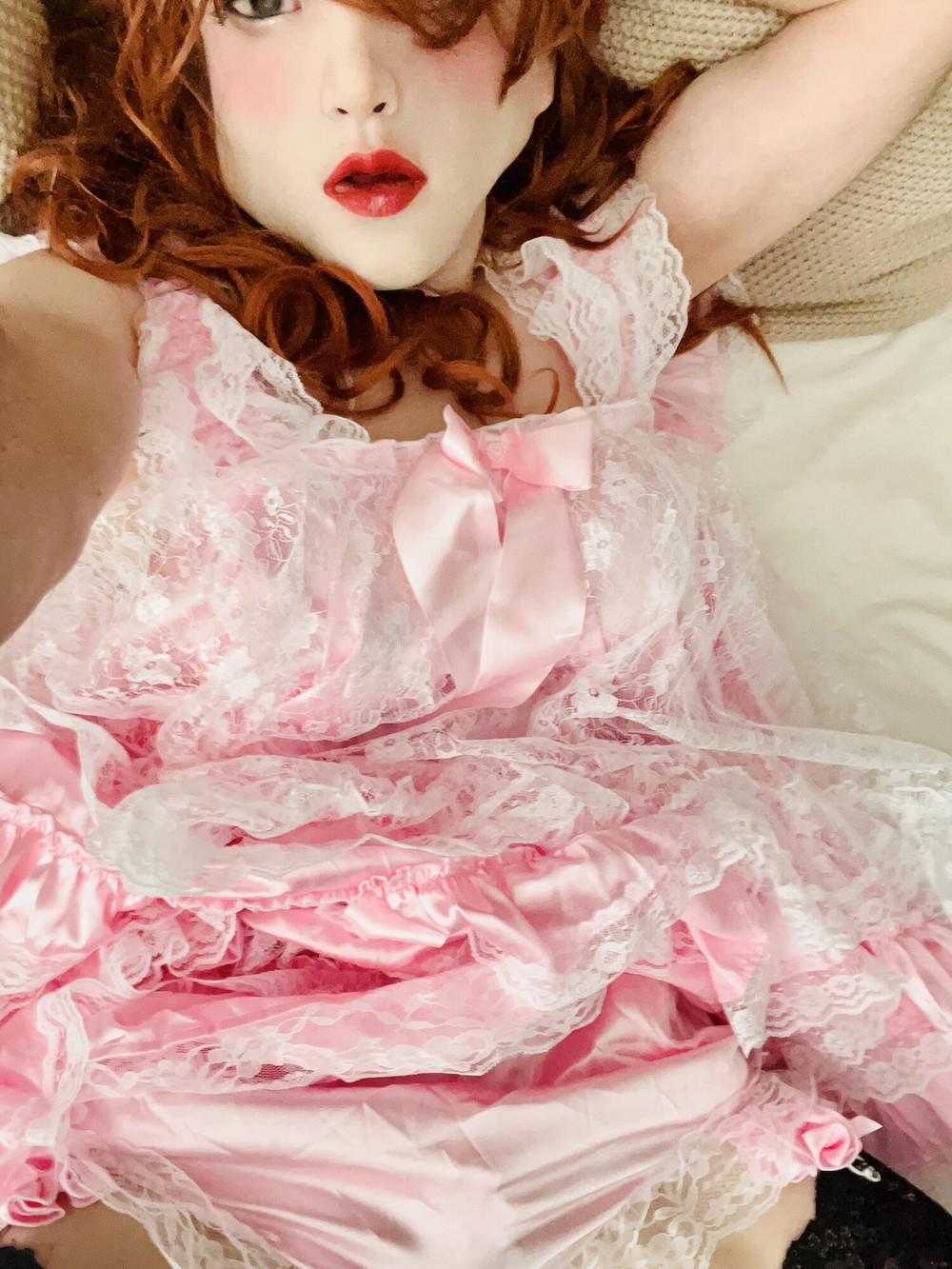Pink frilly sissy #8