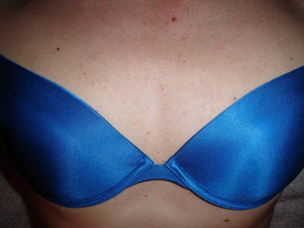 Leatransteen in cum Blue Satin Bra #14