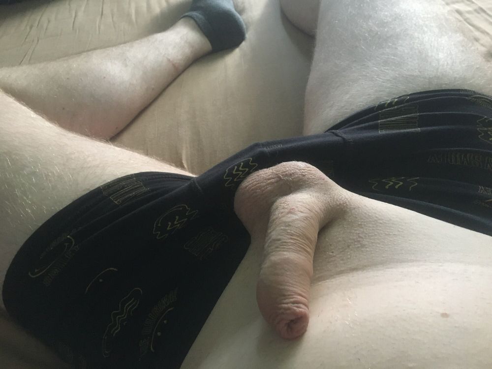 Shaved Dick With Cum Filled Balls Cockhead Foreskin Play