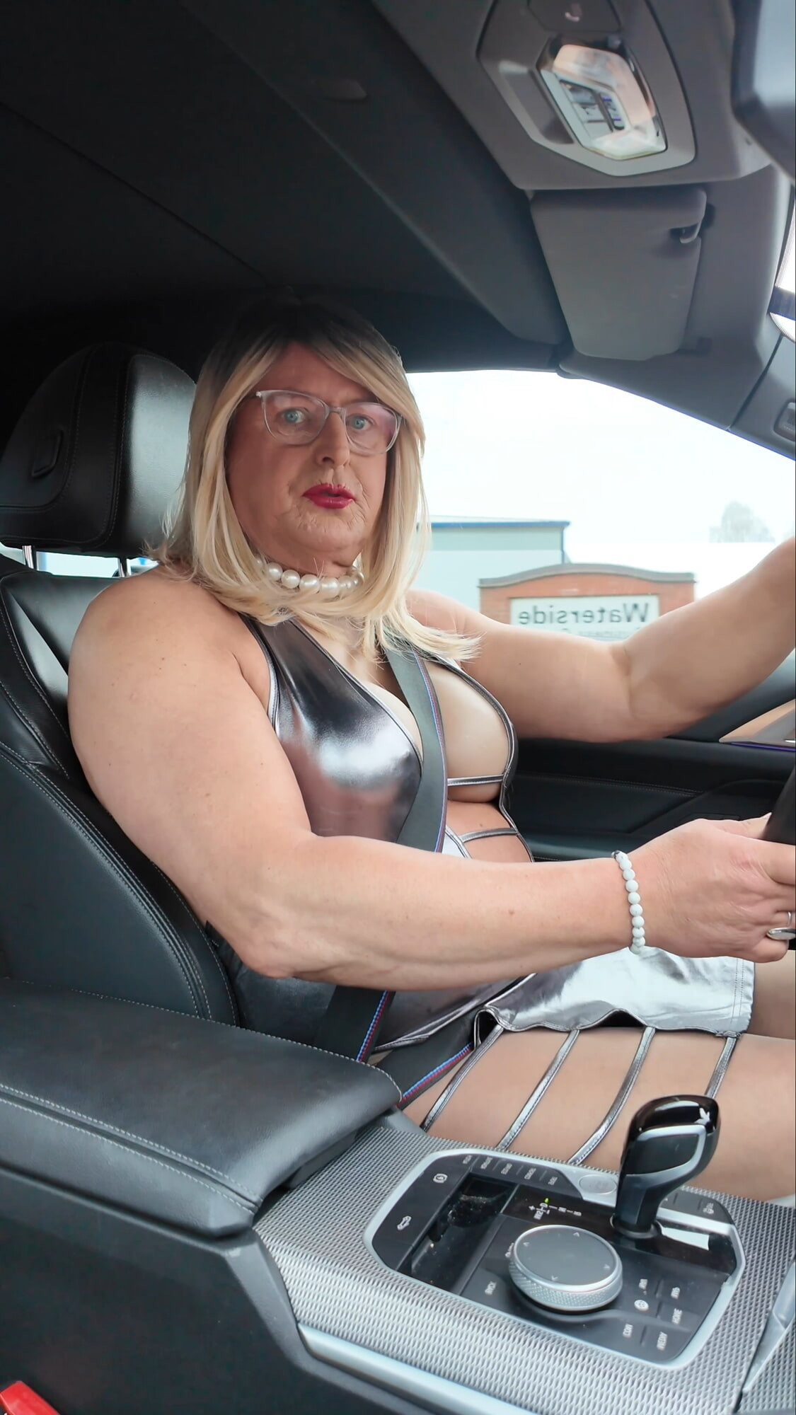 Sexy Crossdresser kellycd2022 in silver dress and pantyhose  #36