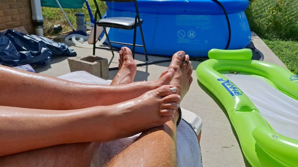 Tanning our legs and feet #7