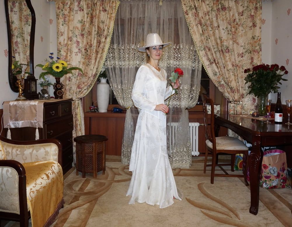 In Wedding Dress and White Hat #45