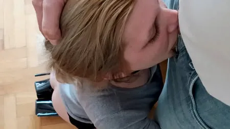 cock sucking blond one her knees pleasing master         