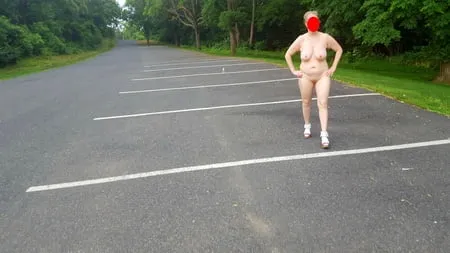 naked parking lot walk         