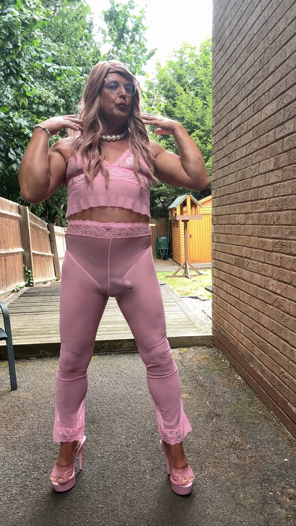 Sexy Crossdresser kellycd2022 in pink outfit and heels  #48