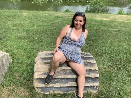 sexy bbw outdoors at the park         