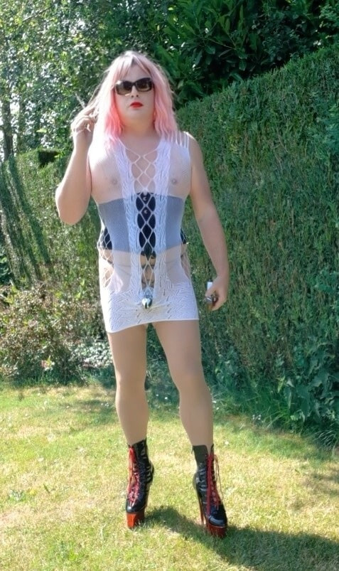 Smoking caged with natural tits #7