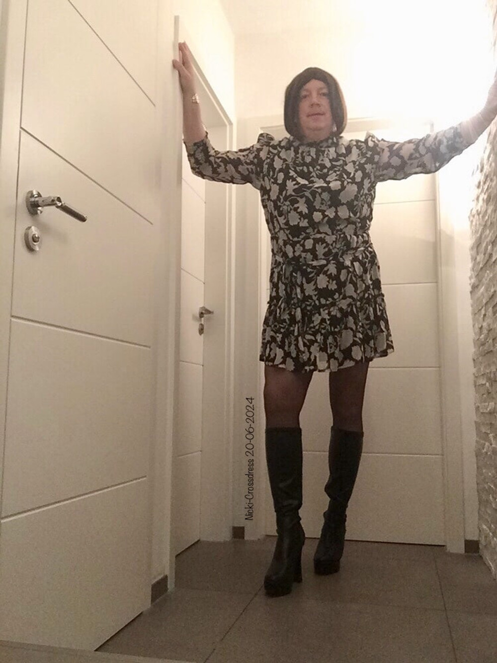 Nicki-Crossdress Dress - Stockings - Boots