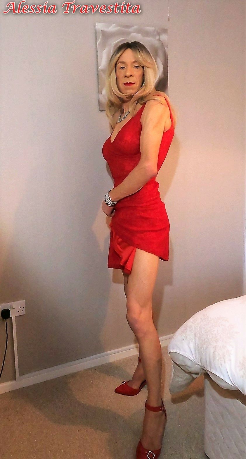 65 Alessia Travestita in Flirty Red Dress #32
