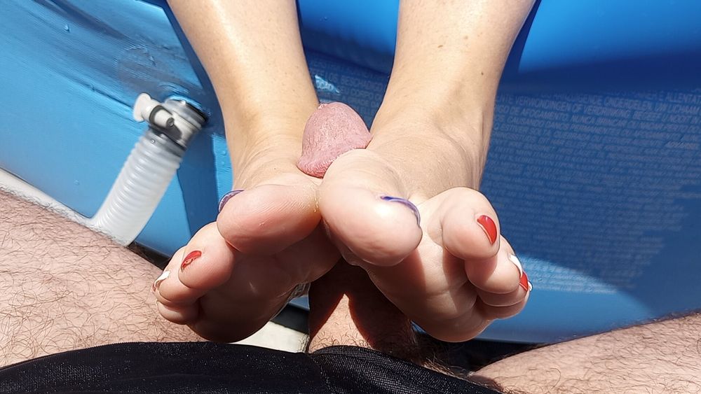 Foot Job from My Girlfriend by the pool #12