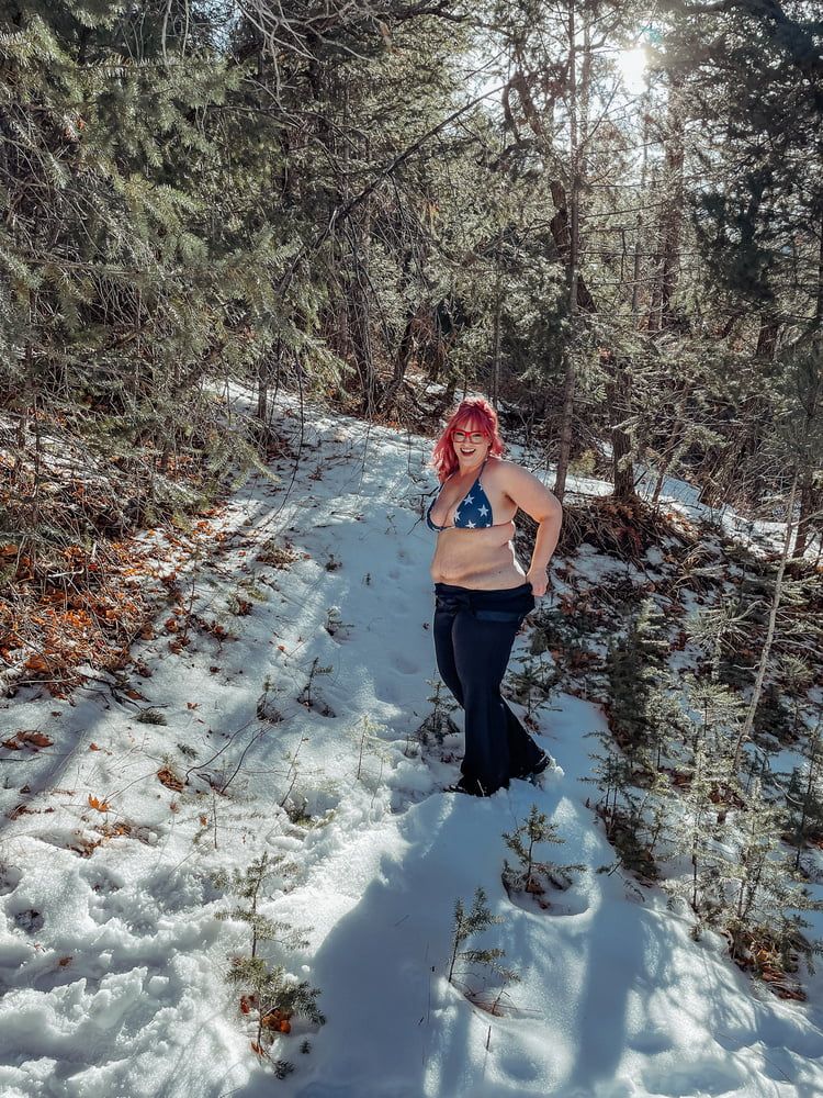 Deeper in the woods Naked and bent over in the snow #8