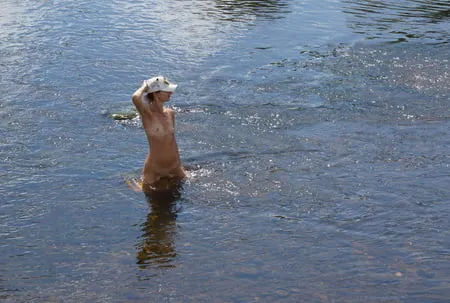 nude in rivers water         