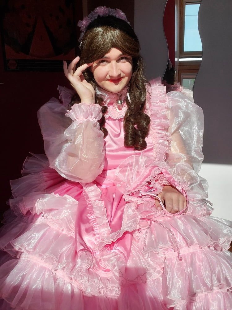 SIssy Long Frilly Pink Dress  #9