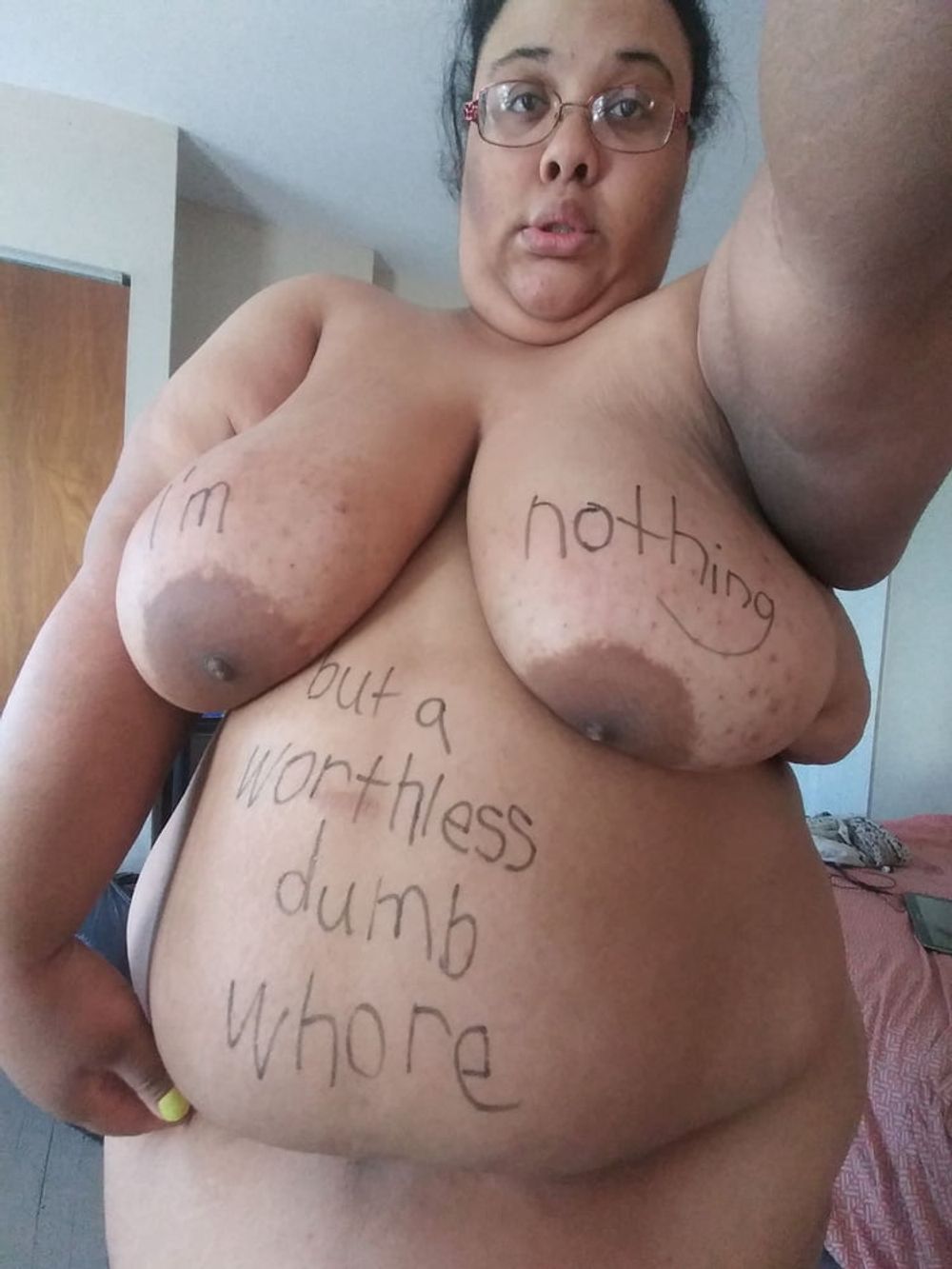 Dumb SSBBW Slut Jessica Jones&#039; Bodywriting  #3