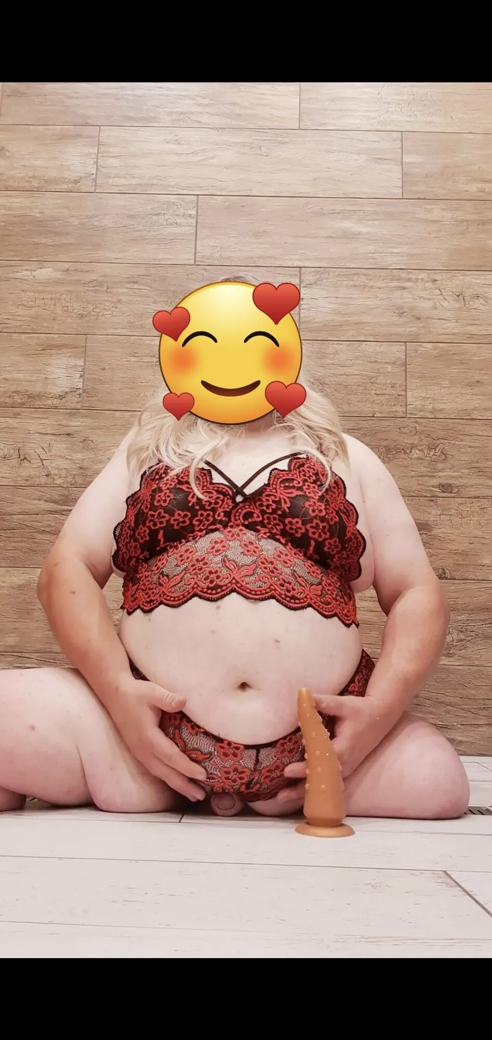 Amputee Laura in red lingerie  #3