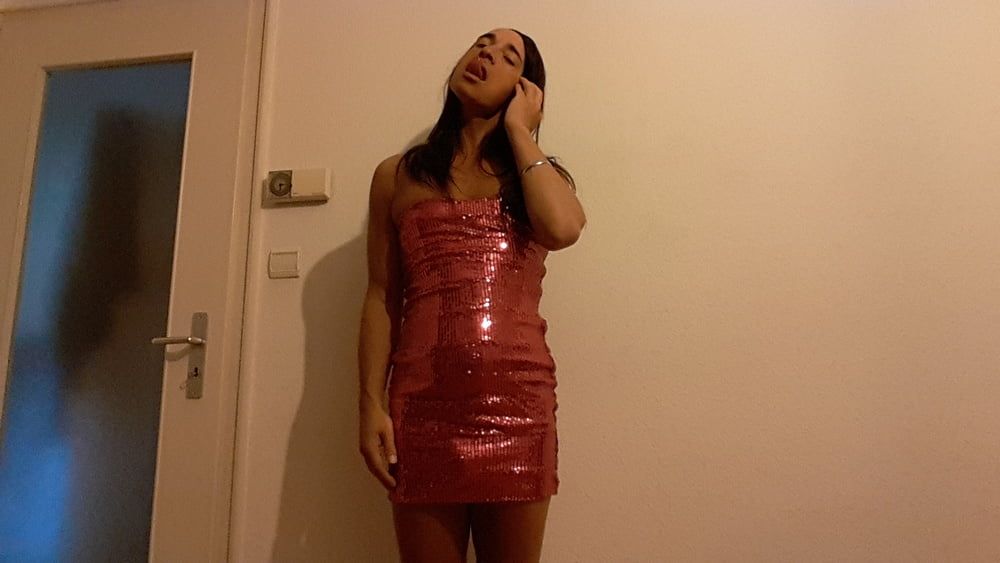 Tygra babe wearing a pink-sheath dress. #30