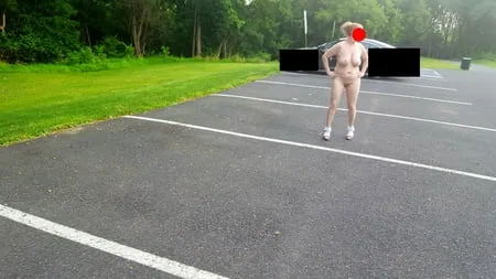 naked parking lot walk         