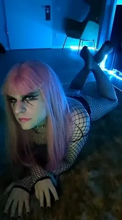 goth sissy spooky fishnet tranny shemale         