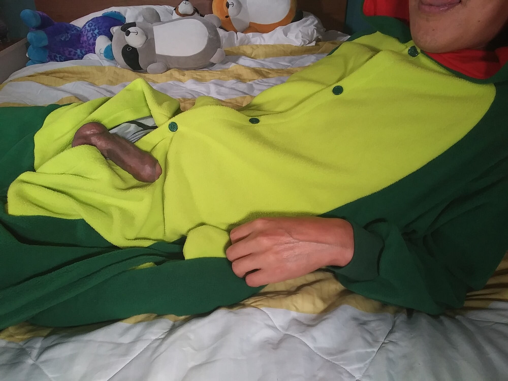 Hot asian boy wearing furry onesies and shiny undies #12
