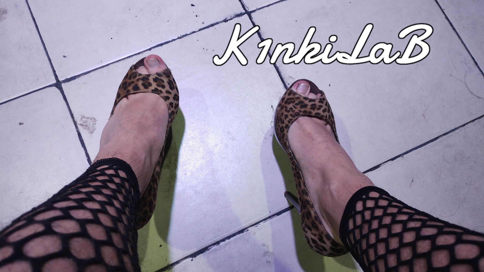 Punished with fishnet stockings and leopard heels #4