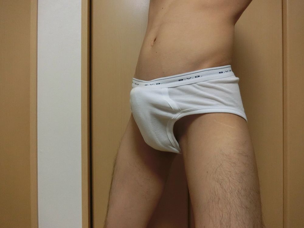 white briefs and shaved uncut cock #3