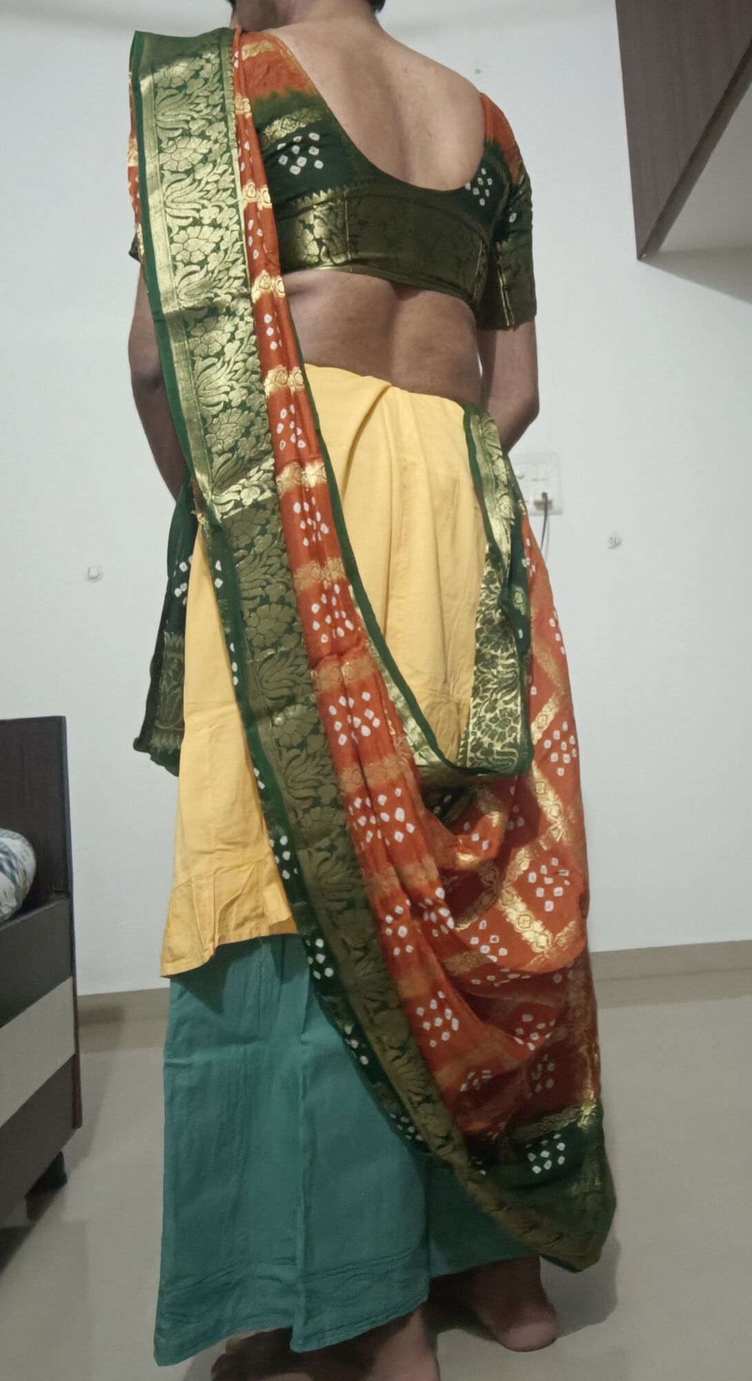 Wear duel ghaghra with saree  #9