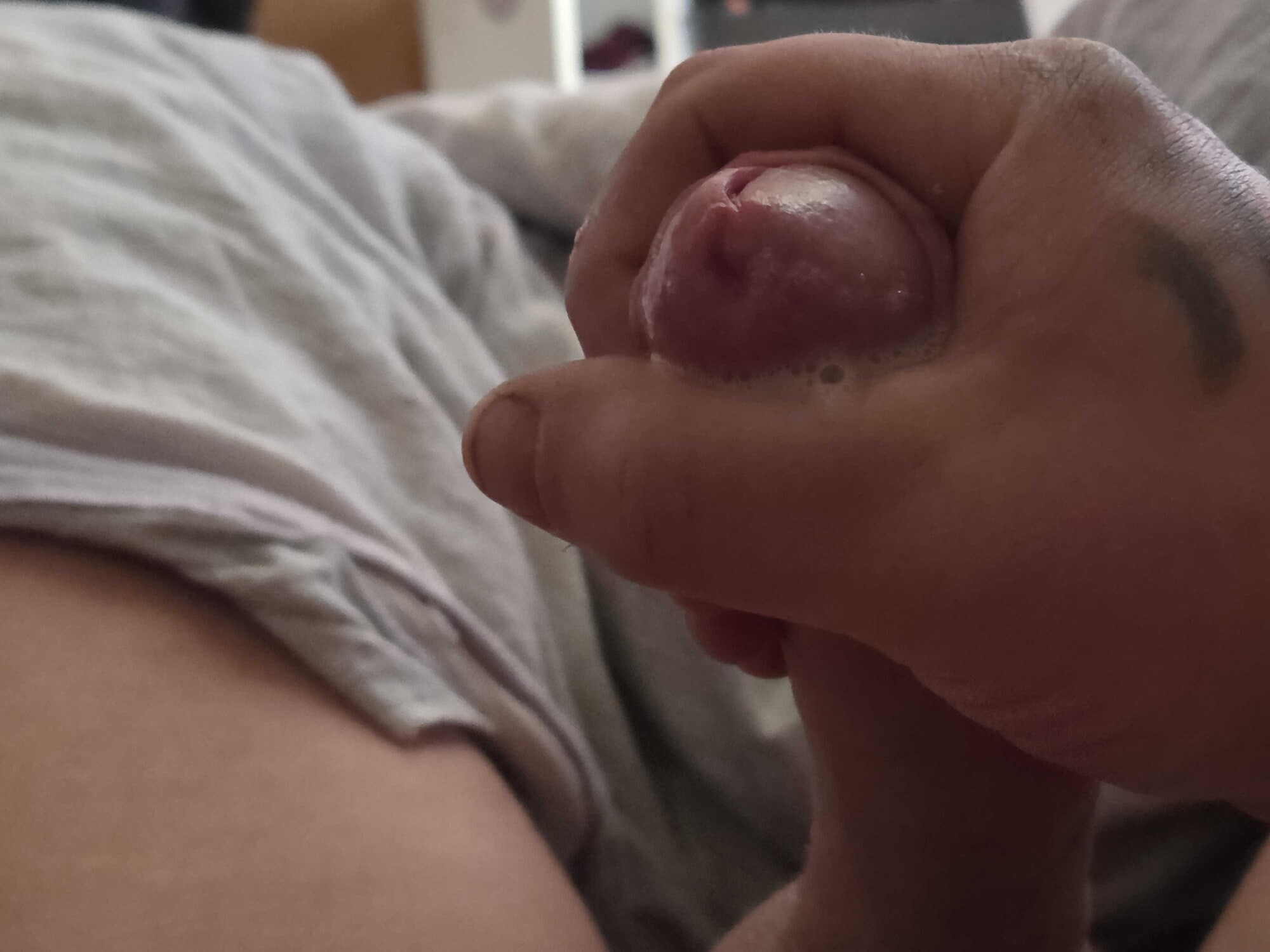 Nicely spit on my horny hard glans...💦