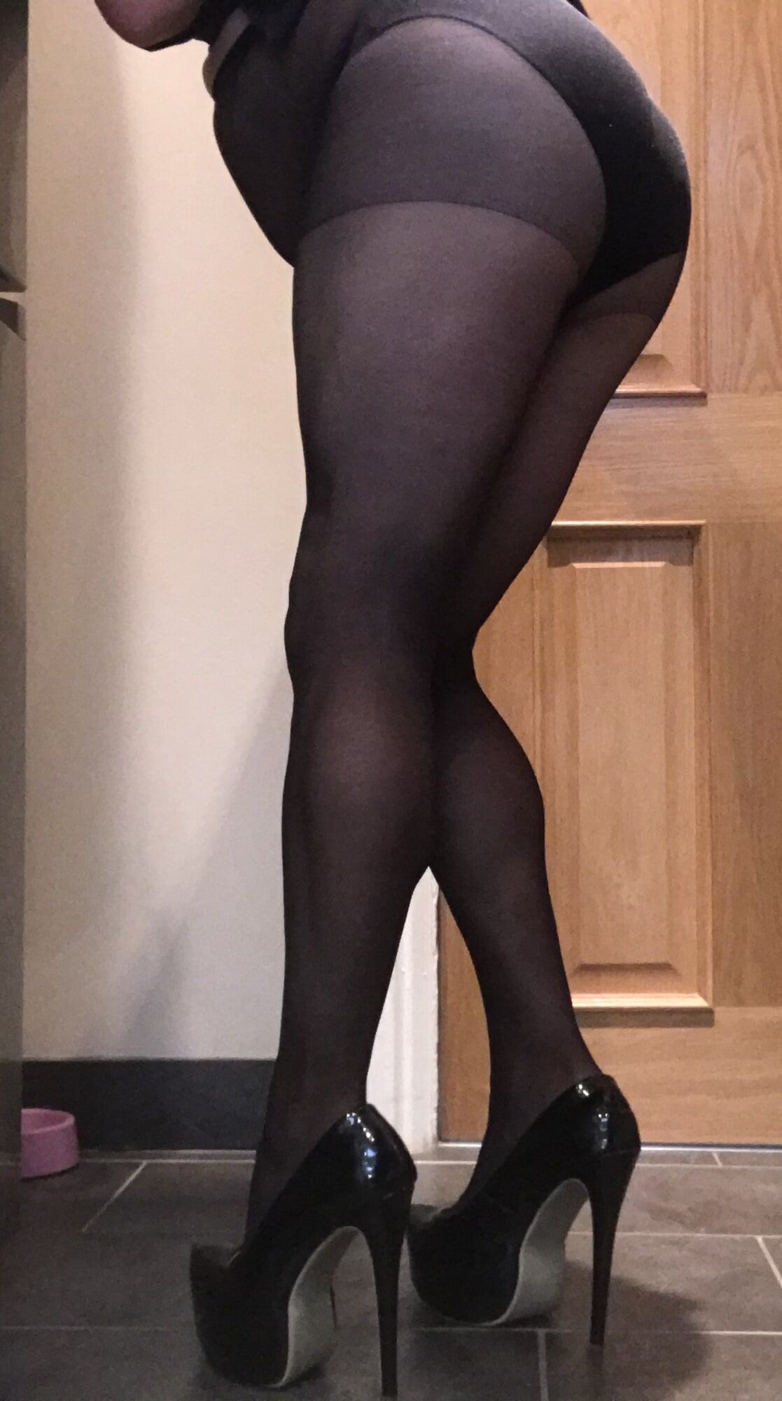 sexy slut in sheer black tights #8