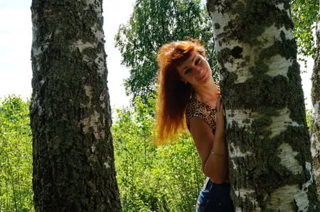 red hair and birch         