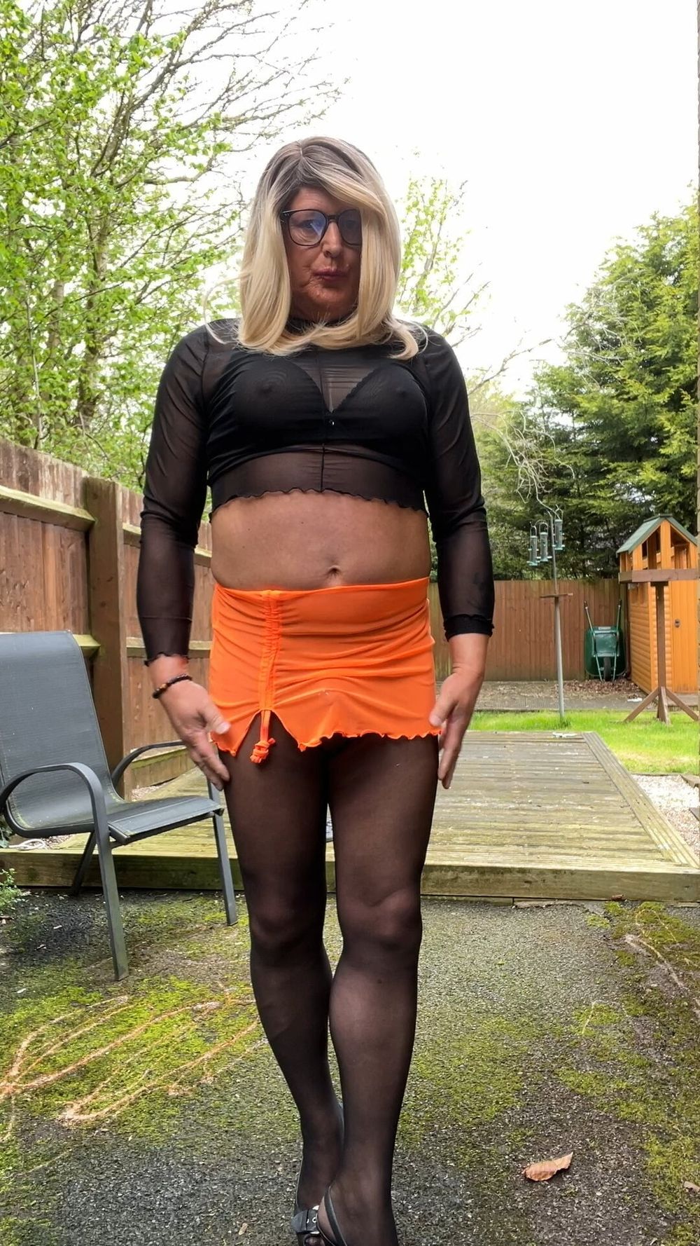 Amateur crossdresser Kellycd2022 in sexy black seamless hose #40