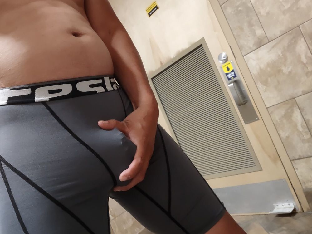 Wearing my cock cage in my spandex compression underwear  #4