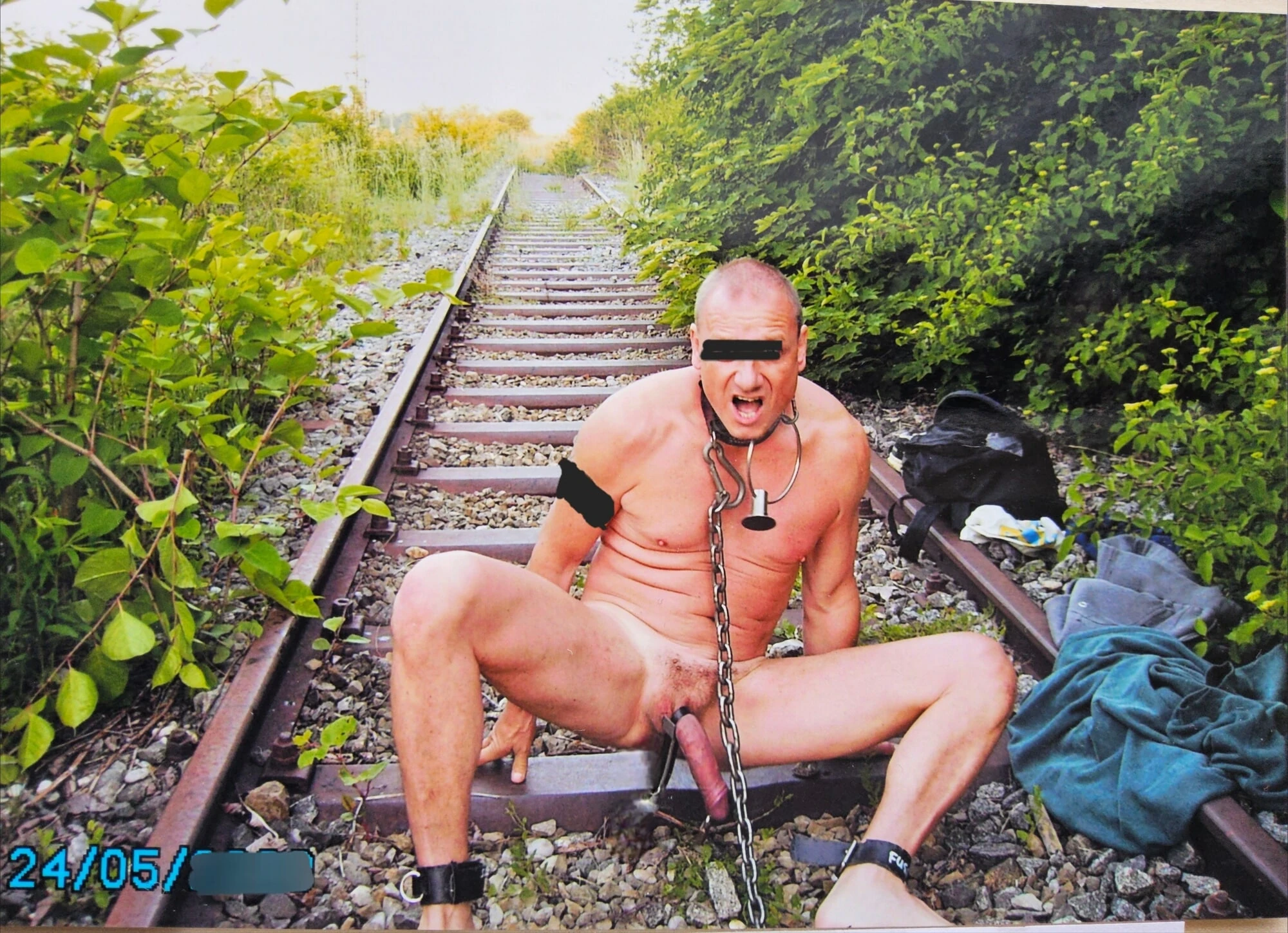 Outdoor Slave on Railway! ( not in use) extrakinky pervert